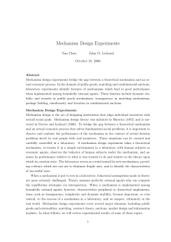 Mechanism Design Experiments - Division of the Humanities and
