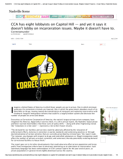 CCA has eight lobbyists on Capitol Hill &mdash; and