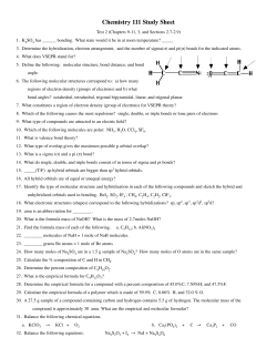 Chemistry 111 Study Sheet