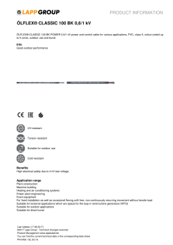 PRODUCT INFORMATION &Ouml;LFLEX&reg; CLASSIC 100 BK 0,6/1 kV