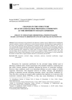 changes in the structure of activated sludge protozoa community at