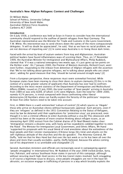 Australia`s New Afghan Refugees: Context and Challenges
