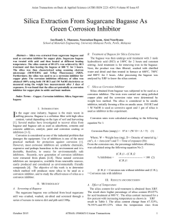 Silica Extraction From Sugarcane Bagasse As Green Corrosion