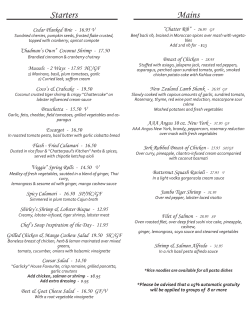 Starters Mains - Chatterpaul`s