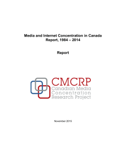 Media and Internet Concentration in Canada Report, 1984 &ndash; 2014