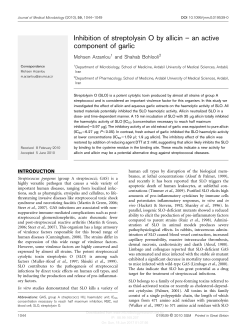 Inhibition of streptolysin O by allicin
