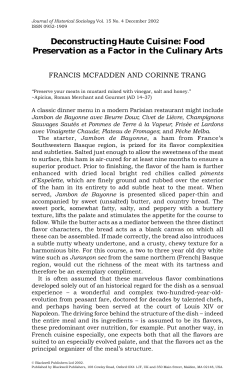 Food Preservation as a Factor in the Culinary Arts