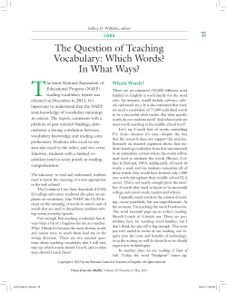The Question of Teaching Vocabulary: Which Words? In What Ways?