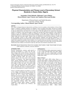 Physical Characteristics and Fitness Level of Secondary School
