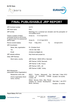 Final Publishable Report Metrology for a universal ear