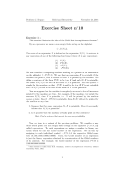 Exercise Sheet n 10