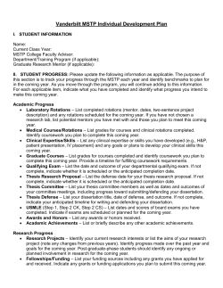Vanderbilt MSTP Individual Development Plan