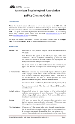 American Psychological Association (APA) Citation Guide
