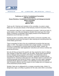 Testimony on Call for Constitutional Convention HJR 54 and HCR13