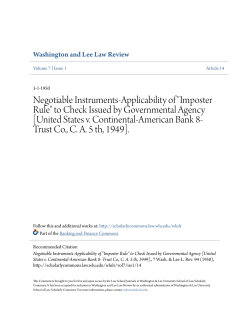 Negotiable Instruments-Applicability of "Imposter Rule" to Check