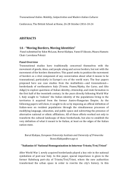 ABSTRACTS 1A - “Moving Borders, Moving Identities”