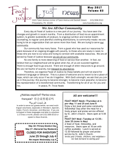 May 2017 Volume 83 We Are All Our Community &iquest;Hablas espa&ntilde;ol