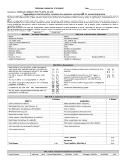 PERSONAL FINANCIAL STATEMENT