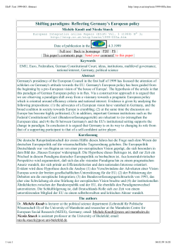 Shifting paradigms: Reflecting Germany`s European policy