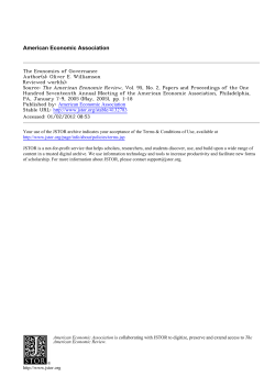 The Economics of Governance