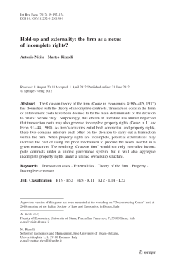 Hold-up and externality: the firm as a nexus of incomplete rights?