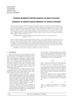 POMIAR MOMENTU BEZWŁADNOŚCI SILNIKA POJAZDU