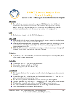 PARCC Literary Analysis Task Grade 8 Reading
