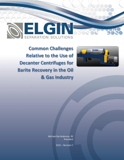 Common Challenges Relative to the Use of Decanter Centrifuges for