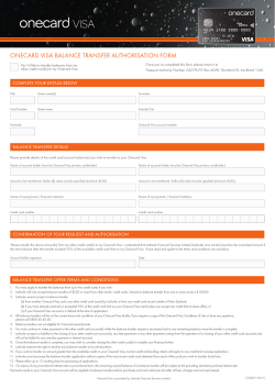 onecard visa balance transfer authorisation form