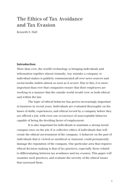 The Ethics of Tax Avoidance and Tax Evasion
