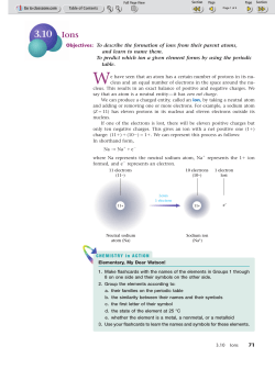 71 Objectives: To describe the formation of ions from their parent