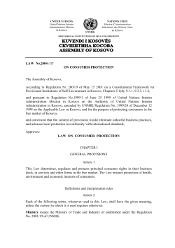 LAW No.2004 / 17 ON CONSUMER PROTECTION The Assembly of