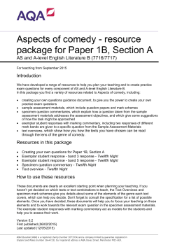 Aspects of comedy - resource package for Paper 1B, Section A