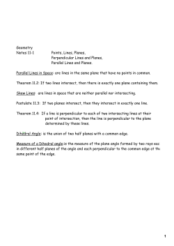 1 Geometry Notes 11-1 Points, Lines, Planes, Perpendicular Lines