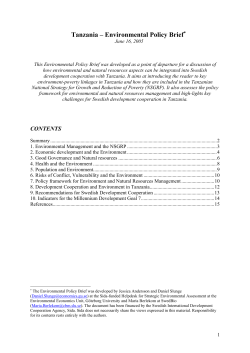 Tanzania &ndash; Environmental Policy Brief