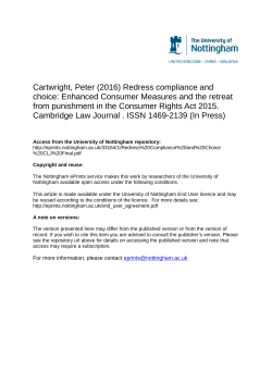 Cartwright, Peter (2016) Redress compliance and choice: Enhanced