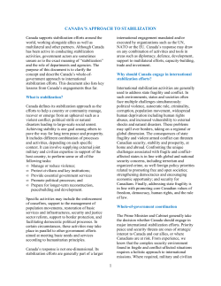 Canada`s Approach to Stabilization - Global Affairs Canada / Affaires