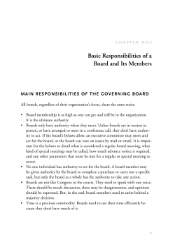 Basic Responsibilities of a Board and Its Members