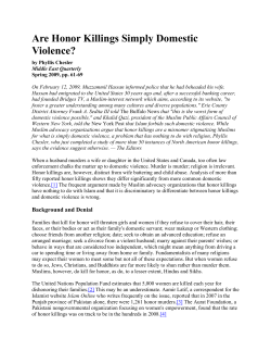 Are Honor Killings Simply Domestic Violence?