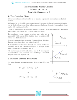 Intermediate Math Circles March 26, 2015 Analytic Geometry I