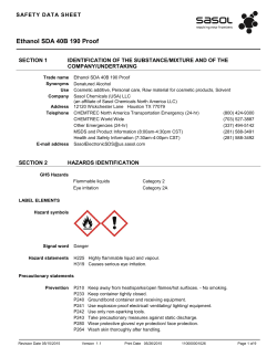 Ethanol SDA 40B 190 Proof - Sasol North American Operations