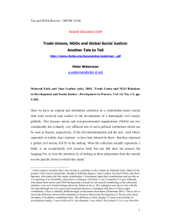 Trade Unions, NGOs and Global Social Justice: Another