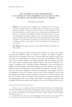 the temple in the wilderness: allusions to the hebrew sanctuary in