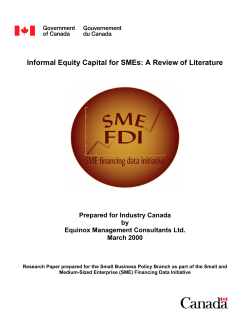 Informal Equity Capital for SMEs: A review of Literature