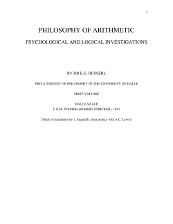 philosophy of arithmetic - UT College of Liberal Arts