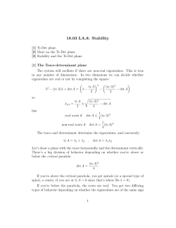 Trace-determinant plane, Stability