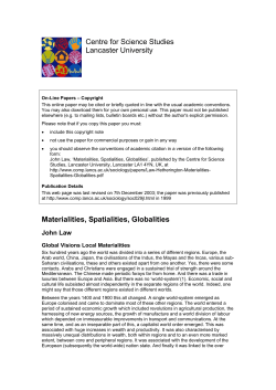 Materialities, Spatialities, Globalities