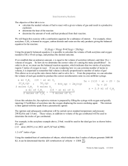 Stoichiometry Rockets 5x = 2(10 - x) = 20