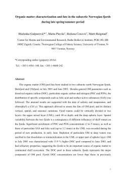 Organic matter characterization and fate in the subarctic Norwegian