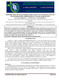 distribution of euglenoids in relation to water quality of